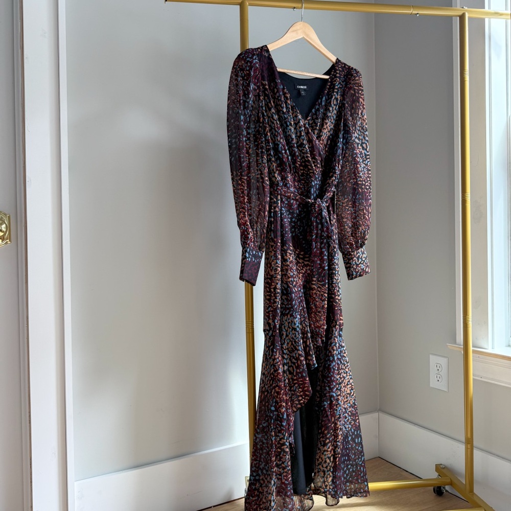 NWT Express Elegant Multicolor Wrap Maxi Dress